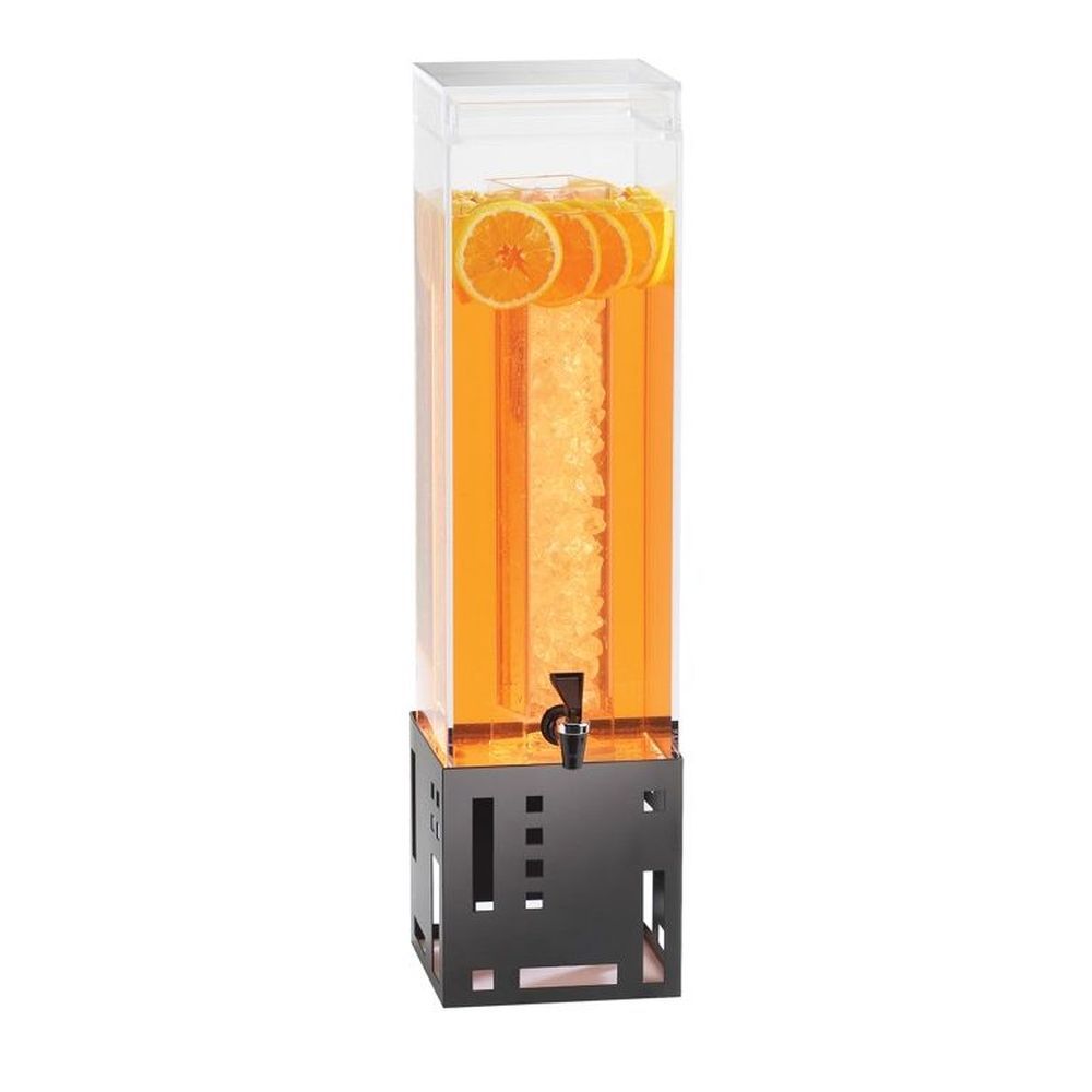 Cal-mil Black Base Squared Acrylic Beverage Dispenser With Ice Chamber, 7.375 X 9.375 X 25.75 Inch