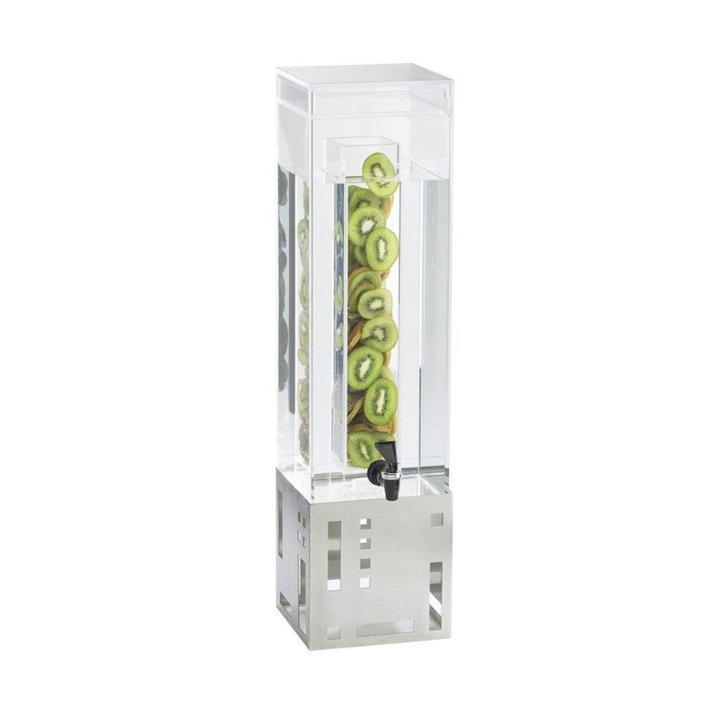 Cal-Mil Stainless Steel Base Squared Acrylic Beverage Dispenser with Infusion Chamber, 7.375 x 9.375 x 25.75 inch