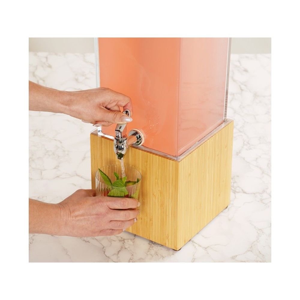 Cal-mil Bamboo 3 Gallon Acrylic Beverage Dispenser With Infusion Chamber, 8.25 X 9.75 X 26.75 Inch