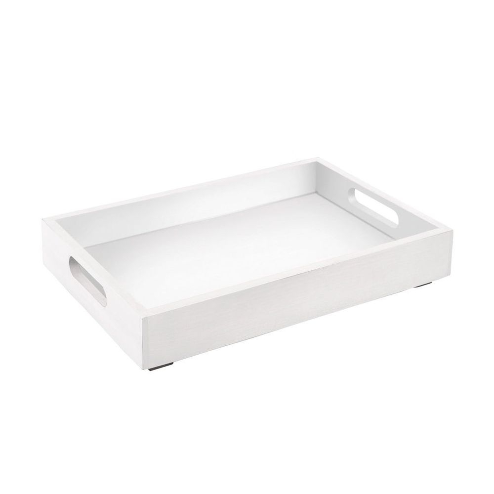 Cal-Mil White ABS Room Service Tray with Handles, 16 x 13 x 2.25 inch