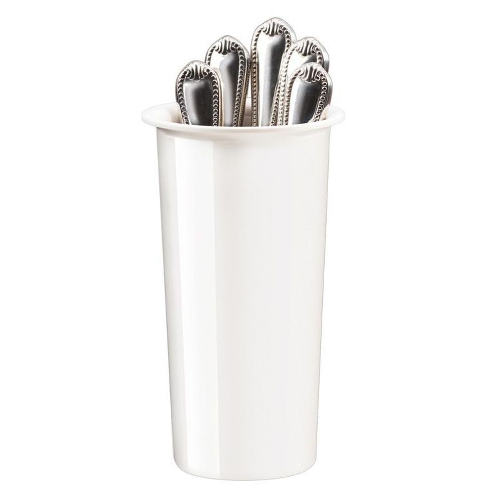 Cal-mil Extra Deep White Melamine Cylinder For Flatware Or Condiment Display, 4.50in L X 4.50in W X 8in H