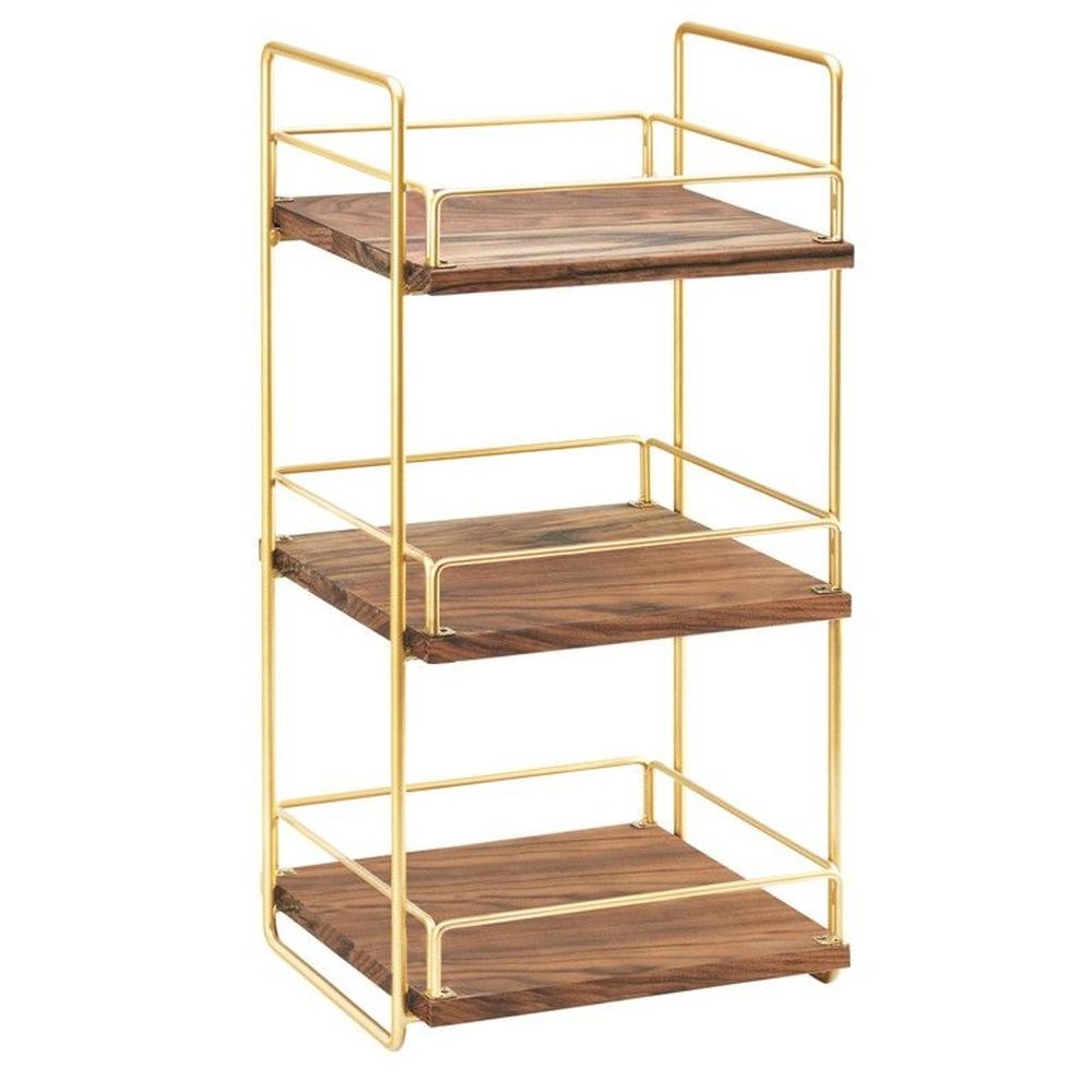 Cal-Mil Brass 3 Tier Mid Century Merchandiser, 13 x 12 x 26 inch