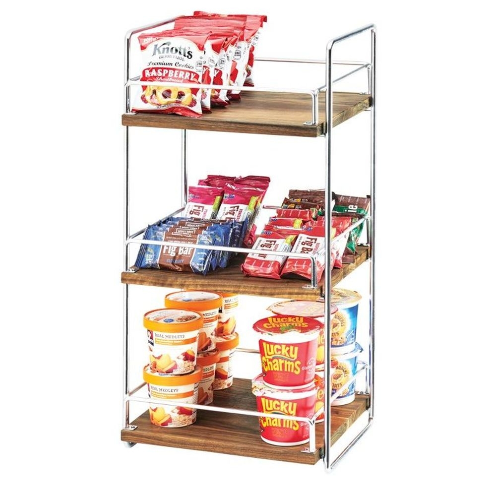 Cal-Mil Chrome 3 Tier Mid Century Merchandiser, 13 x 12 x 26 inch