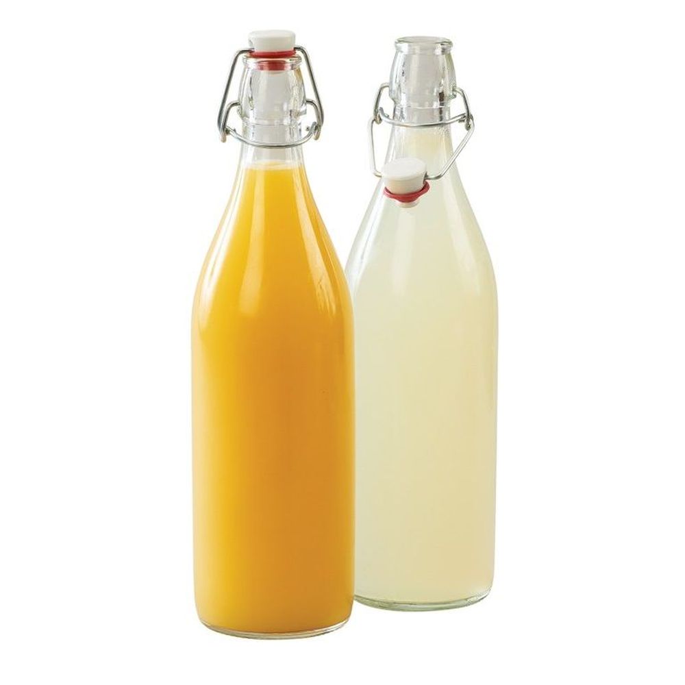 Cal-mil 32 Ounce Clear Glass Bottle With Wire Bail Swing Top Lid, 3.25 Inch Dia X12.5 Inch Height