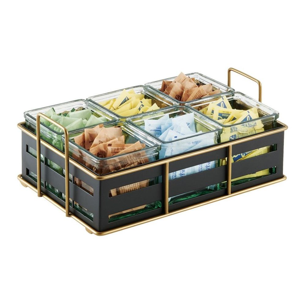 Cal-Mil Empire Black Jar Display with 6 Glass Jar, 12.5 inch Width x 8.5 inch Depth x 5.25 inch Height