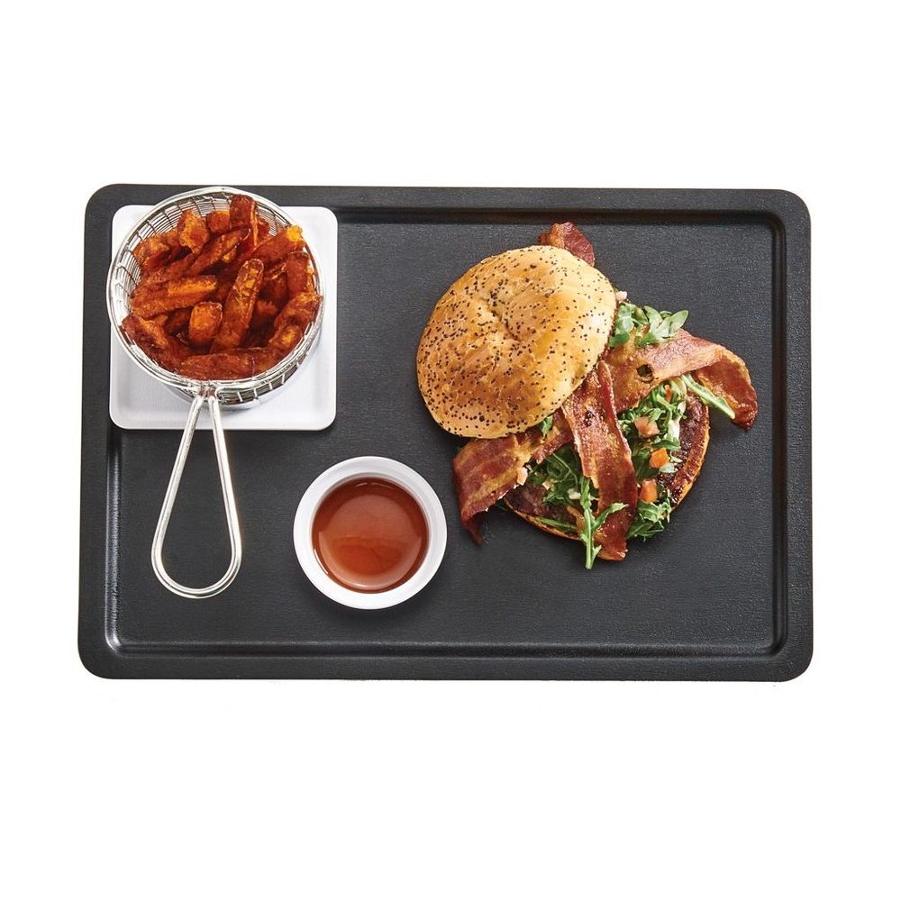 Cal-Mil Finn Black Rectangular Modular Melamine Tray, 13 inch Width x 9 inch Depth x 0.5 inch Height -- 3 per case