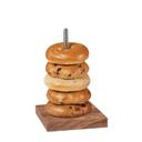 Cal-Mil Mid Century Walnut Wood and Chrome Single Pole Bagel Display, 5.75 inch Width x 5.75 inch Depth x 6.5 inch Height