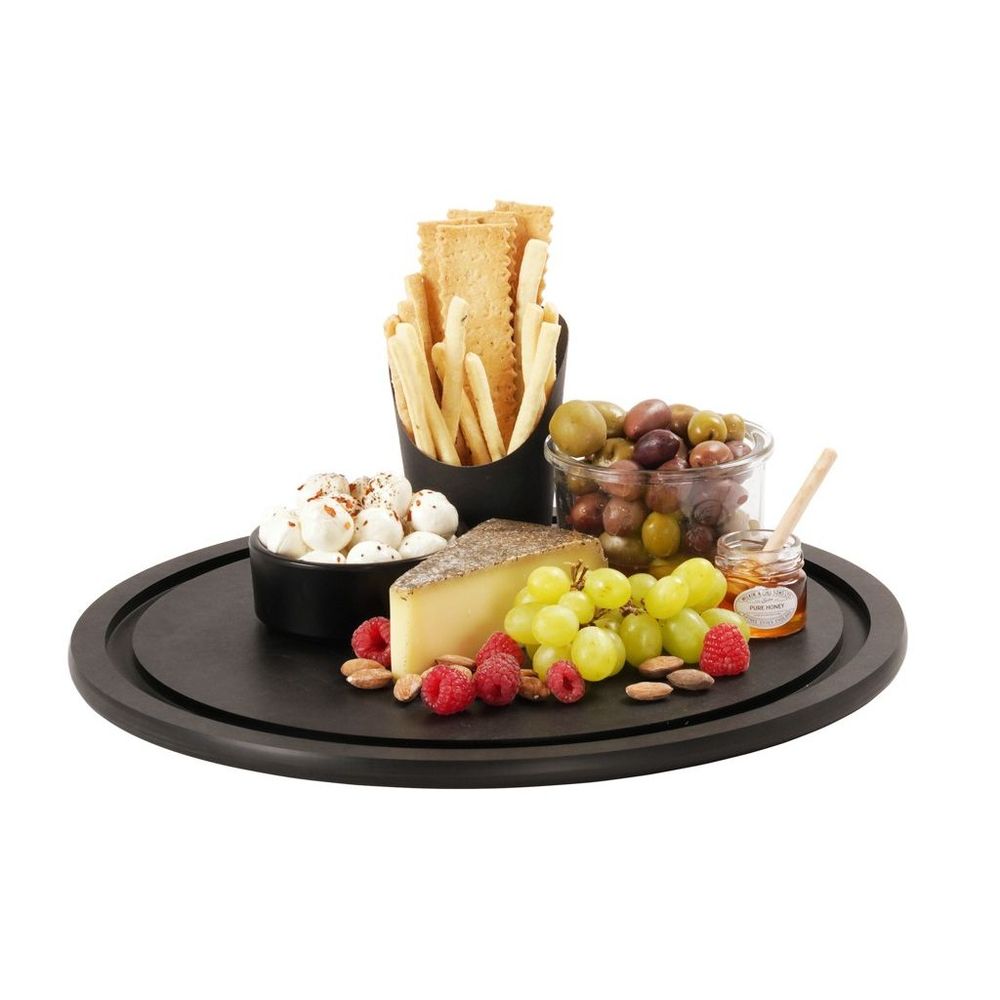 Cal-Mil Round Black Serving Board, 15 inch Dia. x 0.5 inch Height