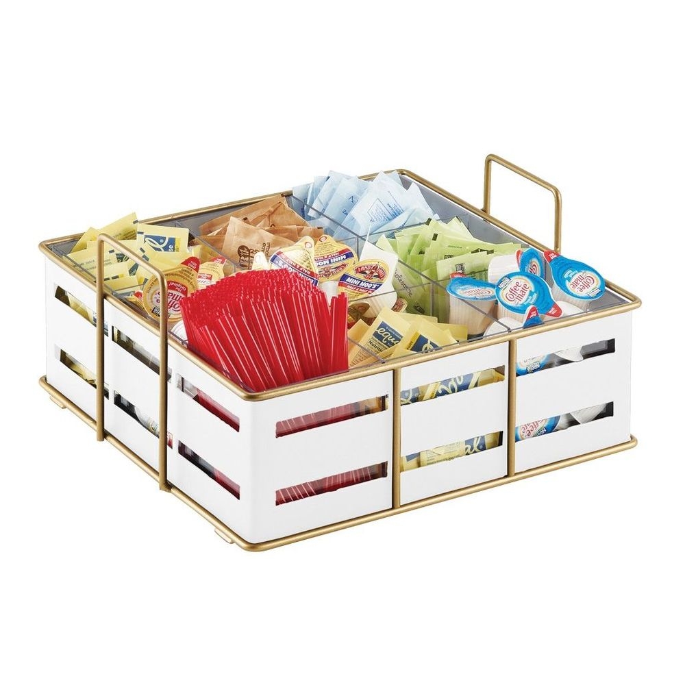 Cal-Mil Empire White Multi Section Condiment Organizer, 11.75 inch Width x 11.5 inch Depth x 6 inch Height