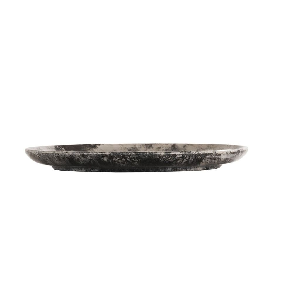 Cal-Mil Reactive Black and Ivory Melamine Plate, 7 inch Dia. x 0.75 inch Height
