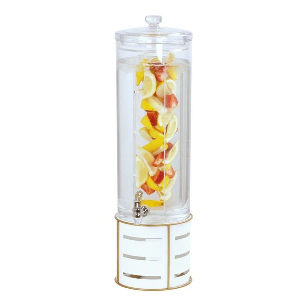 Cal-Mil Empire 3 Gallon White Round Beverage Dispenser with Infusion Chamber, 10.5 inch Dia x 24 inch
