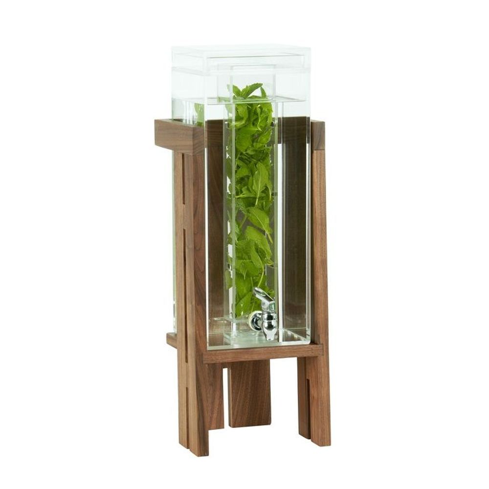 Cal-Mil Sydney Walnut 3 Gallon Beverage Dispenser with Infusion Chamber, 9.75 x 8 x 29 inch
