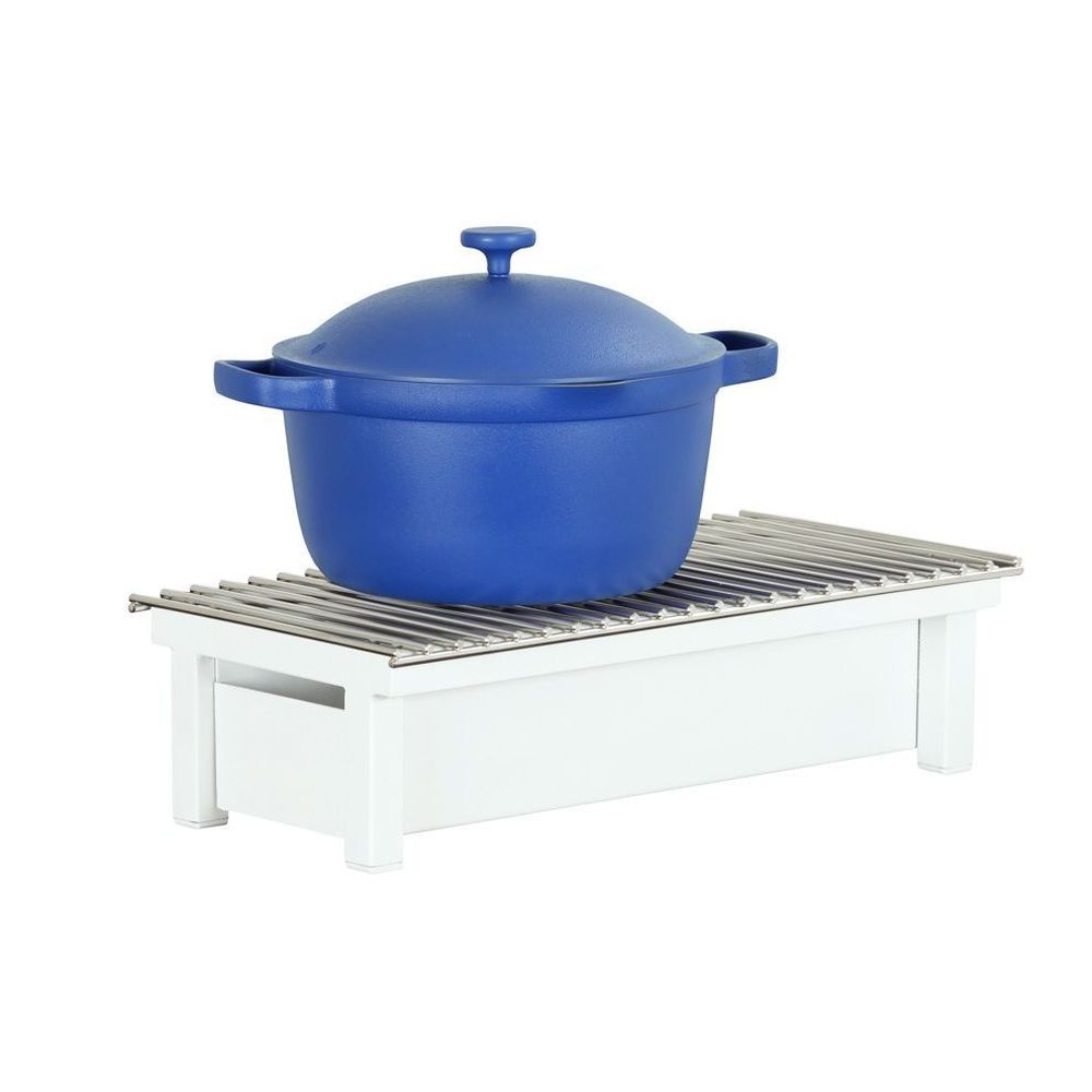 Cal-Mil Durable White Metal Juno Chafer Alternative, 19.75 inch Width x 10 inch Depth x 4 inch Height