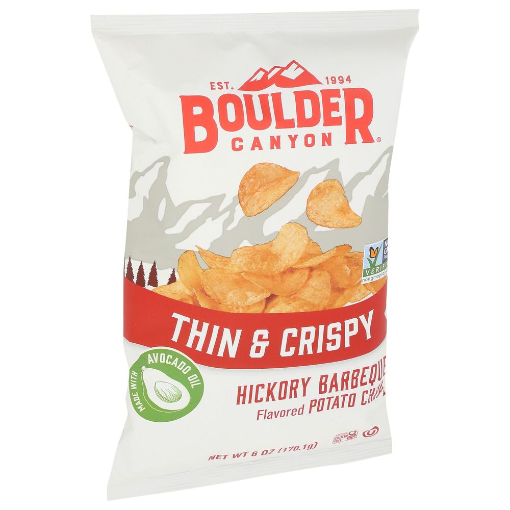 Boulder Canyon Thin and Crispy Hickory Bbq Potato Chips, 6 Ounce -- 12 per case