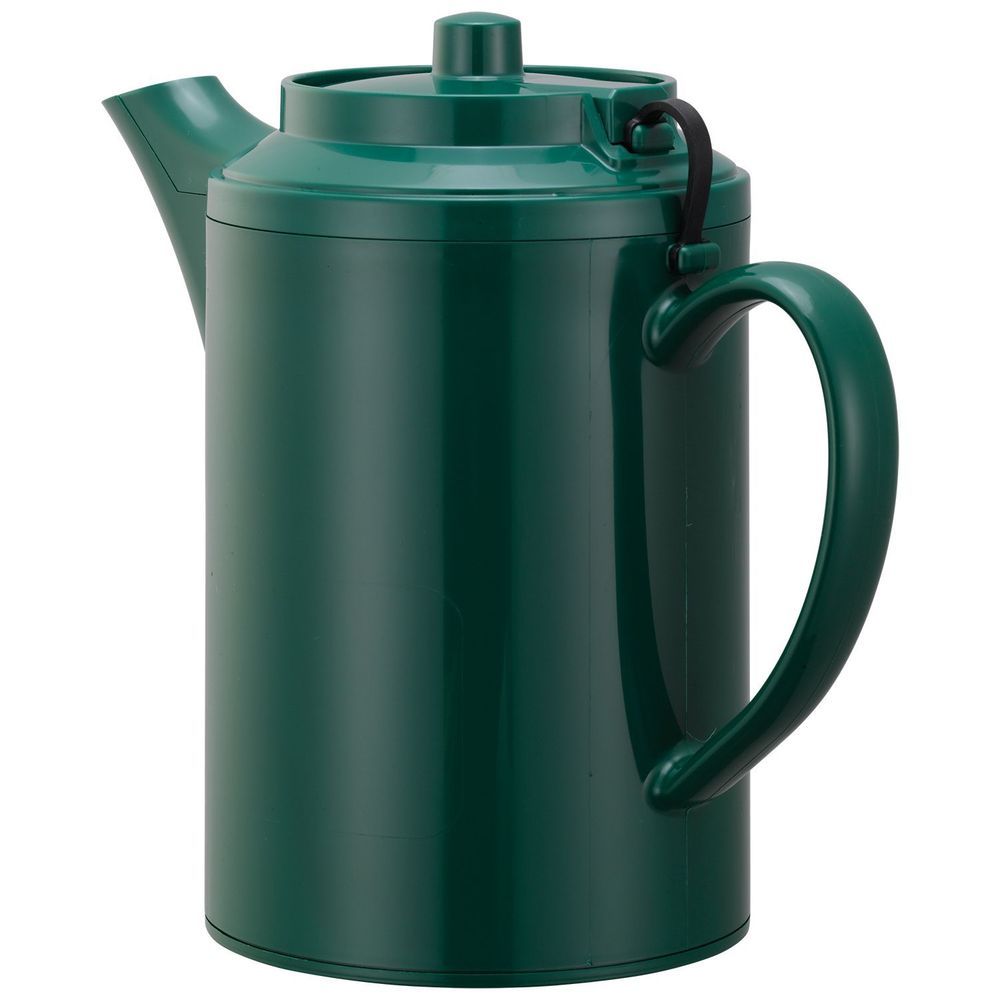 Service Ideas Plastic Forest Green Double Wall Teapot With Tether, 16 Ounce Capacity