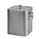 Service Ideas Stainless Steel Brushed Finish Double Wall Square Ice Bucket, 3 Liter Capacity