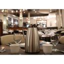 Service Ideas Classy Brushed with Polished Accents Finish Glass Vacuum Insulated Carafe with Push Button, 1 Liter Capacity