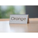Service Ideas 18/8 Stainless Steel Brushed Finish Orange Laser Cut ID Table Tent, 1.75 inch Width x 1.5 inch Height