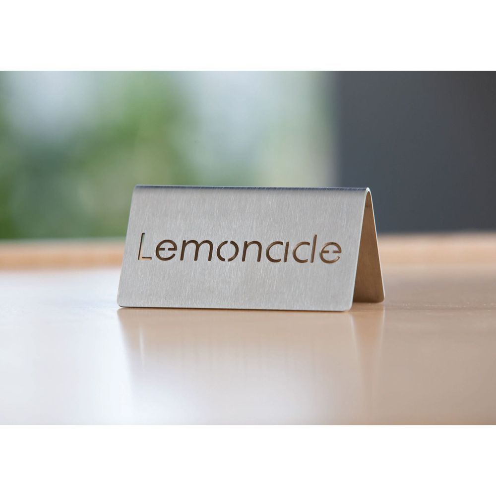 Service Ideas 18/8 Stainless Steel Brushed Finish Lemonade Laser Cut Id Table Tent, 1.75 Inch Width X 1.5 Inch Height