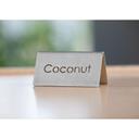 Service Ideas 18/8 Stainless Steel Brushed Finish Coconut Laser Cut ID Table Tent, 1.75 inch Width x 1.5 inch Height