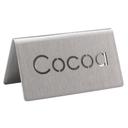 Service Ideas 18/8 Stainless Steel Brushed Finish Cocoa Laser Cut ID Table Tent, 1.75 inch Width x 1.5 inch Height