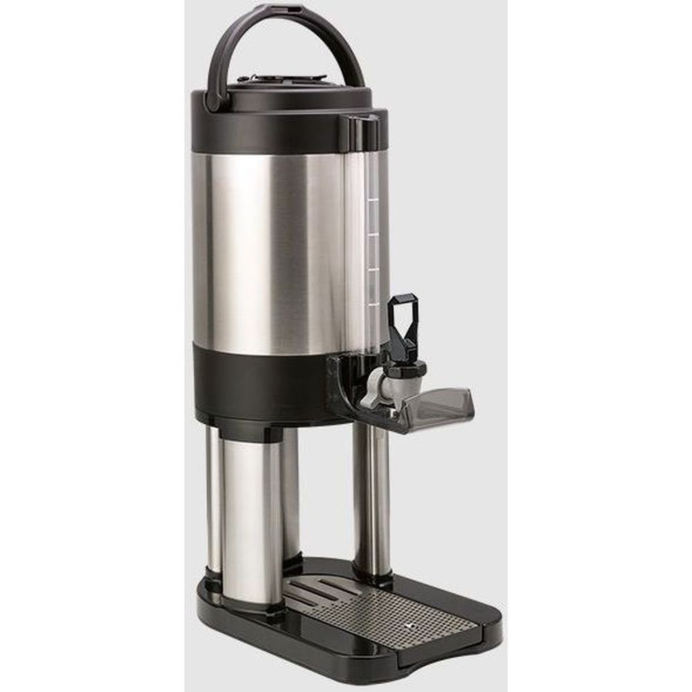 Service Ideas Brushed Stainless And Black Finish Slim Line Thermal Vacuum Insulated Dispenser, 1 Gallon Capacity
