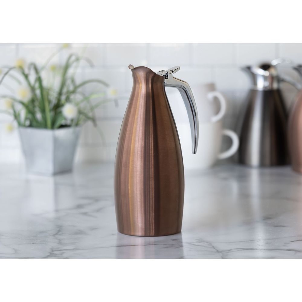 Service Ideas Altus Series Stainless Steel Rose Gold Vacuum Insulated Carafe with Flip Top Lid, 1 Liter Capacity