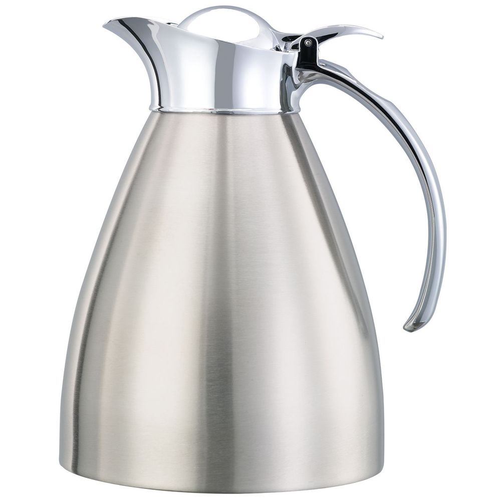 Service Ideas Marquette Series 18/8 Stainless Steel Brushed with Polished Accents Finish Vacuum Insulated Carafe with Flip Top Lid, 1 Liter Capacity
