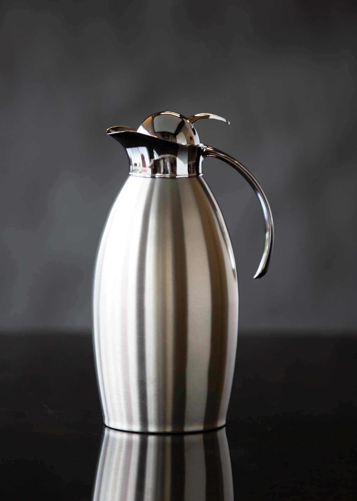 Service Ideas Nicollet Series Brushed with Polished Accents Original Stainless Vacuum Insulated Carafe, 50.7 Ounce Capacity
