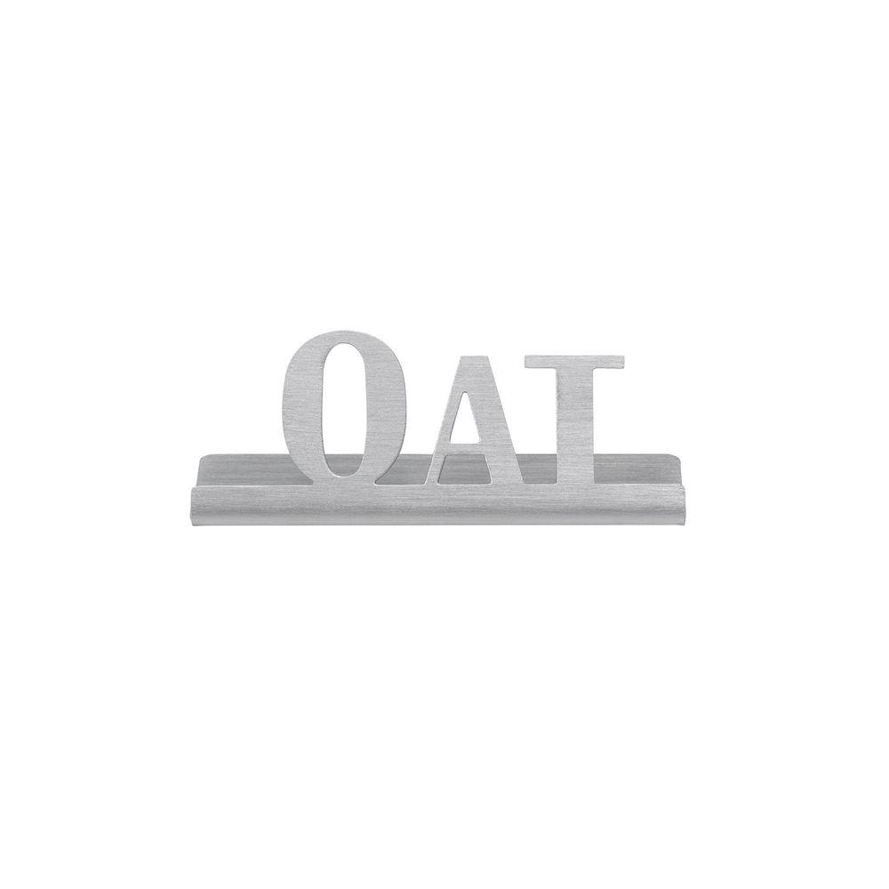 Service Ideas Stainless Steel Brushed Finish Oat Laser Cut ID Tabletop Sign, 1 inch Width x 1 inch Height
