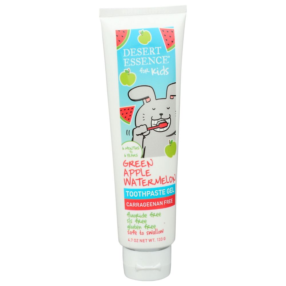 Desert Essence Green Apple Watermelon Toothpaste Gel for Kids, 4.7 Ounce