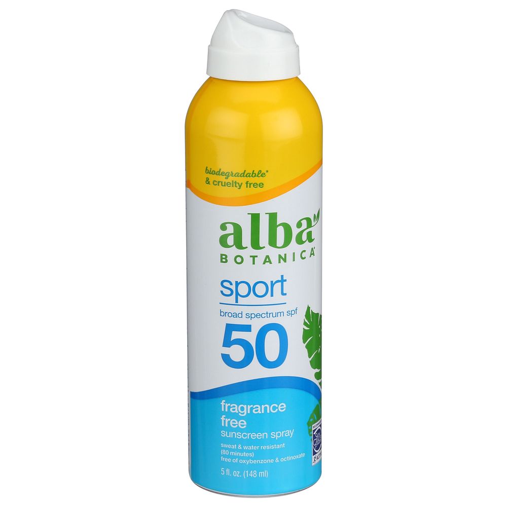 Alba Botanica Fragrance Free SPF 50 Sport Sunscreen Spray, 5 Fluid Ounce