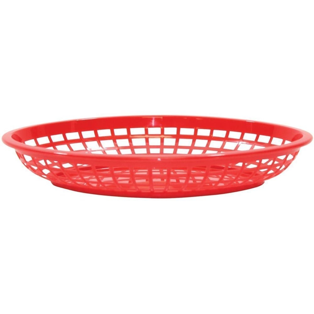 Tablecraft Red Jumbo Oval Polypropylene Basket, 11.75 x 8.875 x 1.875 inch -- 36 per case