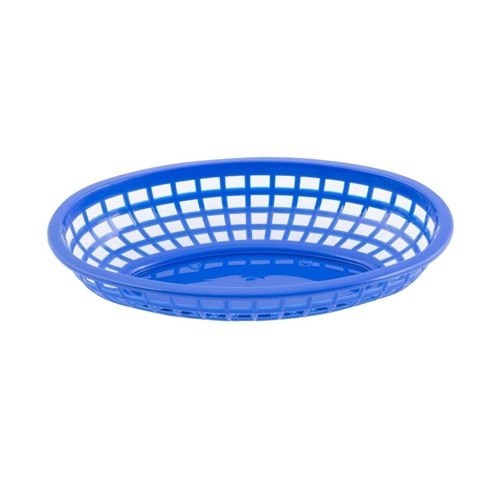 Tablecraft High Density Polyethylene Royal Blue Classic Oval Basket, 9.375 x 6 x 1.875 inch -- 36 per case