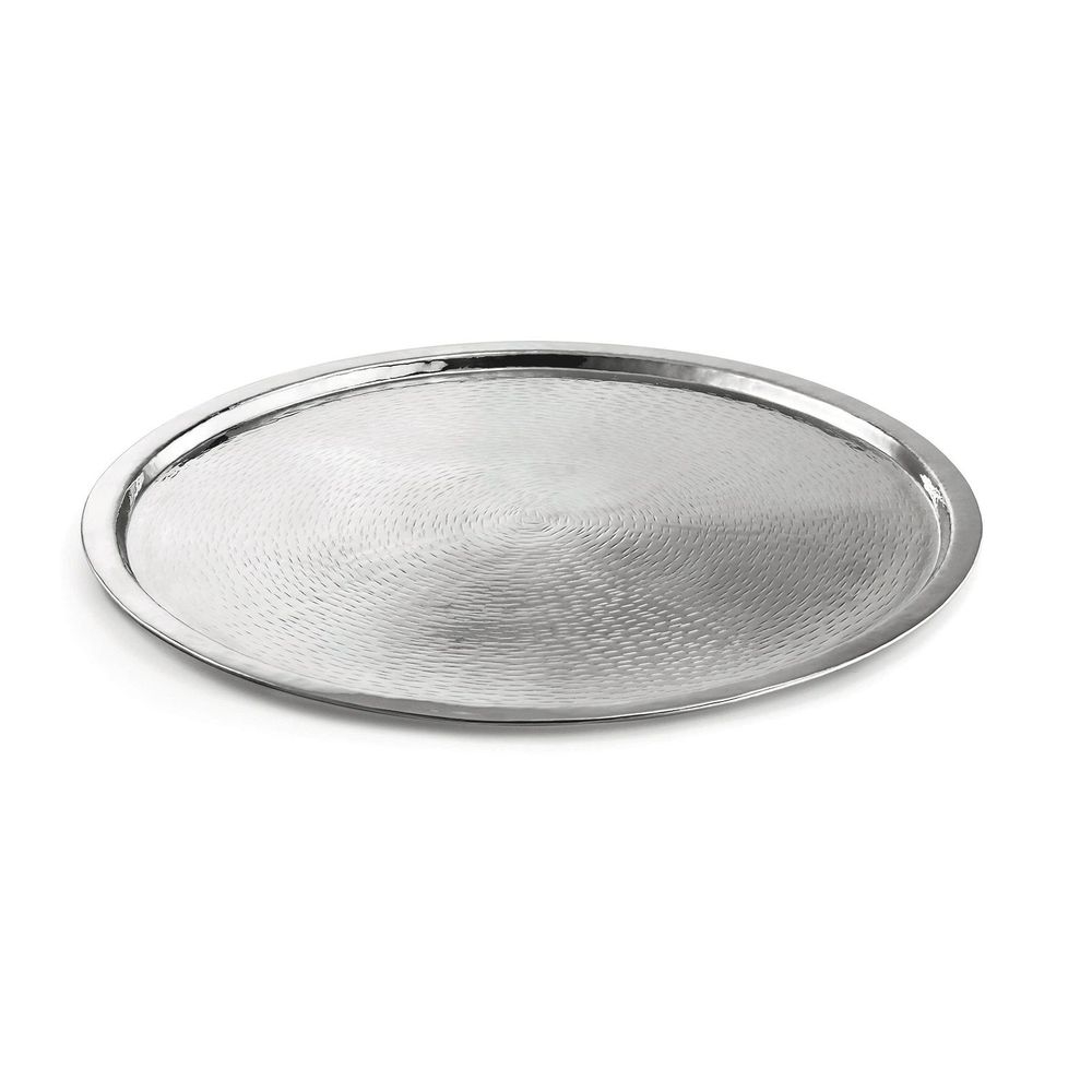 Tablecraft Remington Collection 18-8 Stainless Steel Rice Pattern Round Serving Tray, 21 x 21 x 0.25 inch