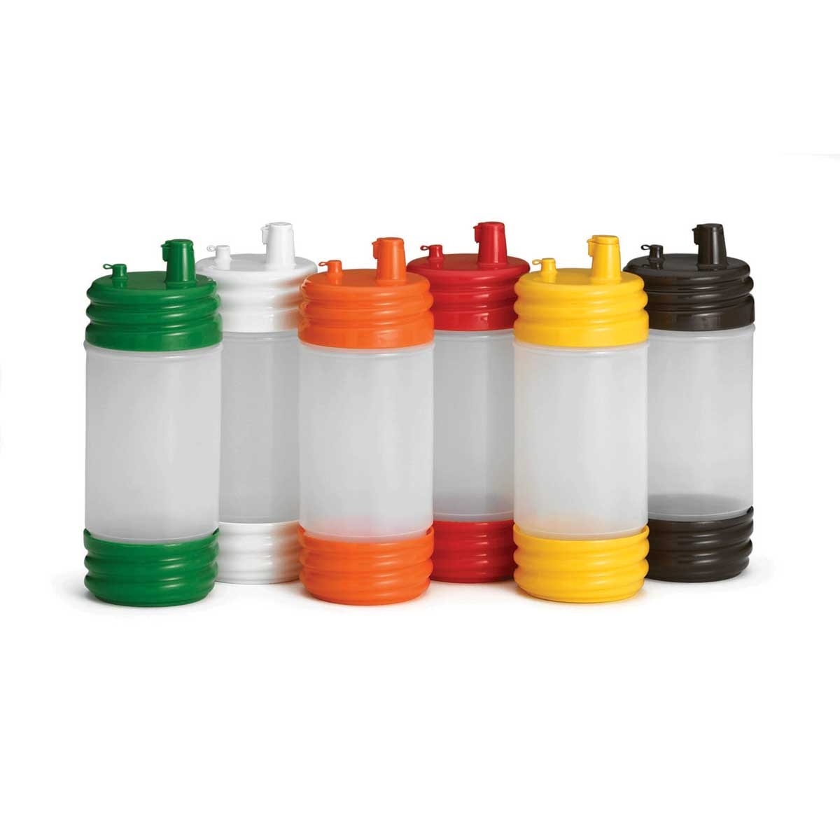 Tablecraft PourMaster Assorted LDPE Bottles with Low Profile Top, 1 Quart Capacity -- 12 per case