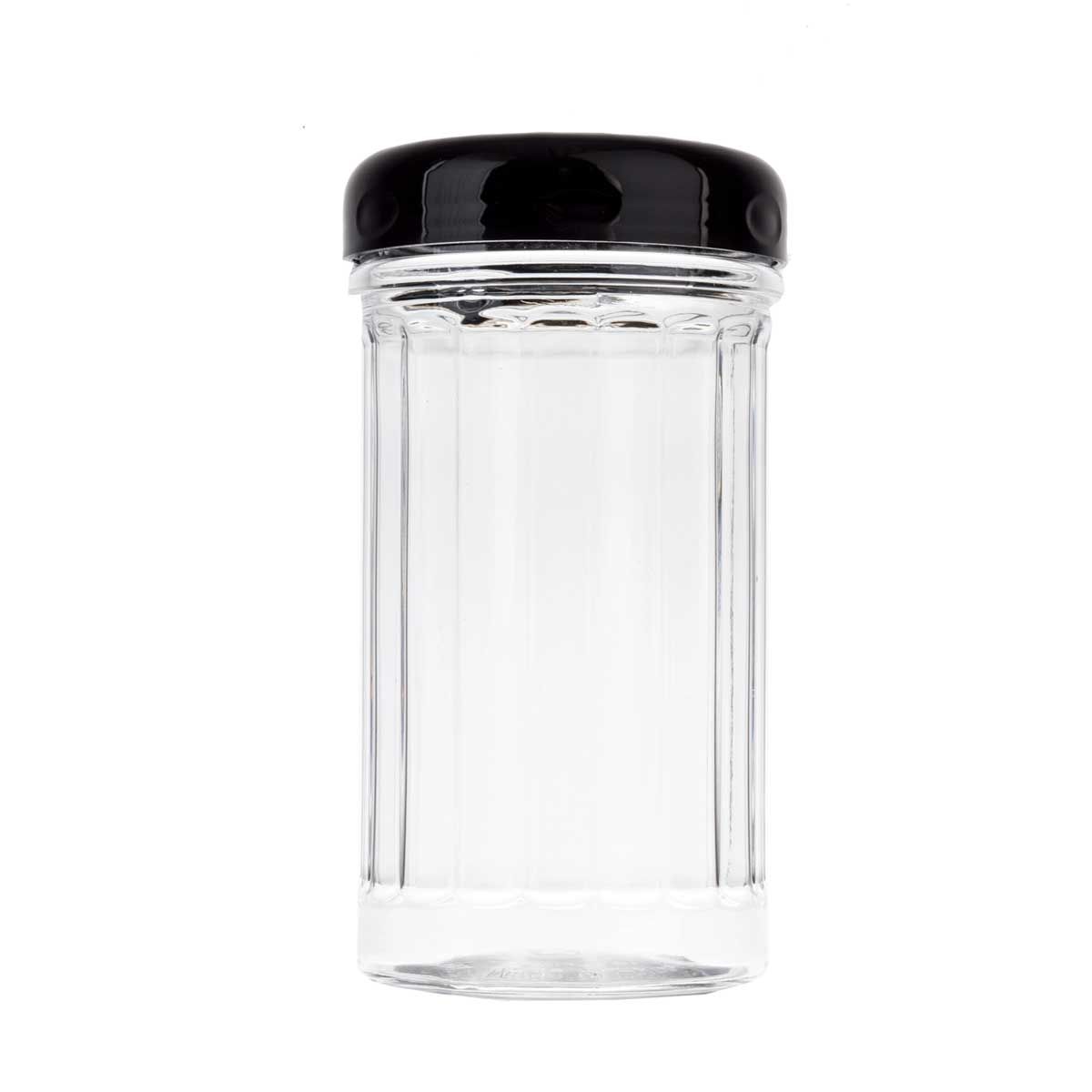 Tablecraft Plastic Fluted Shaker With Black Perforated Top, 12 Ounce Capacity -- 24 Per Case