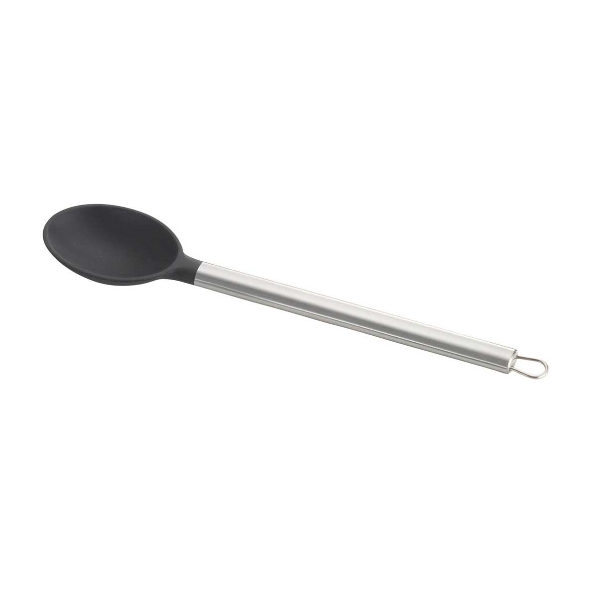 Tablecraft Solid Silicone Spoon With Stainless Steel Handle, 13 Inch