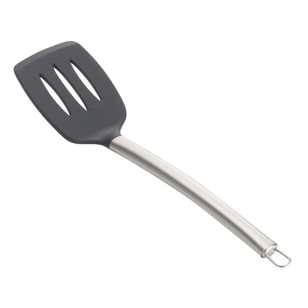 Tablecraft Silicone Slotted Spatula with Stainless Steel Handle, 3.25 x 1.5 x 13.75 inch