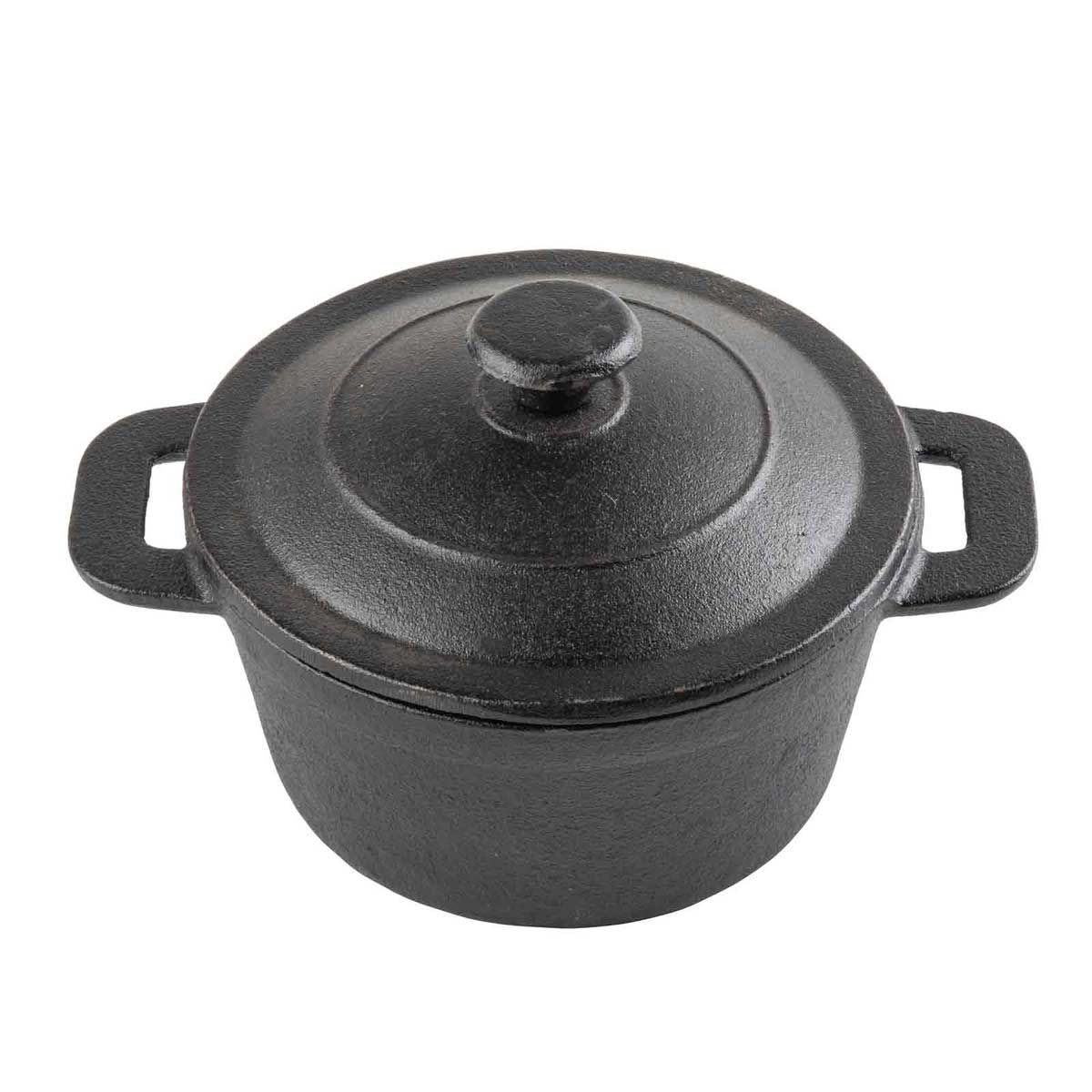 Tablecraft Cast Iron Cookware Round Mini Casserole With Lid, 8 Ounce Capacity