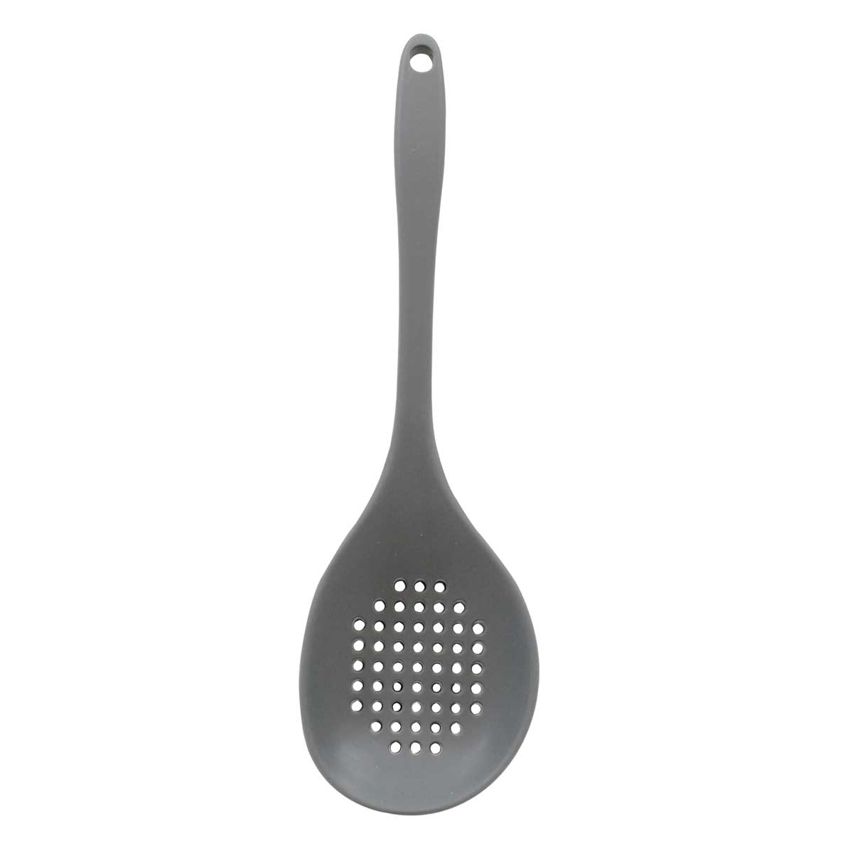 Tablecraft Gray Silicone Perforated Spoon, 3.875 X 1.0625 X 13.5 Inch