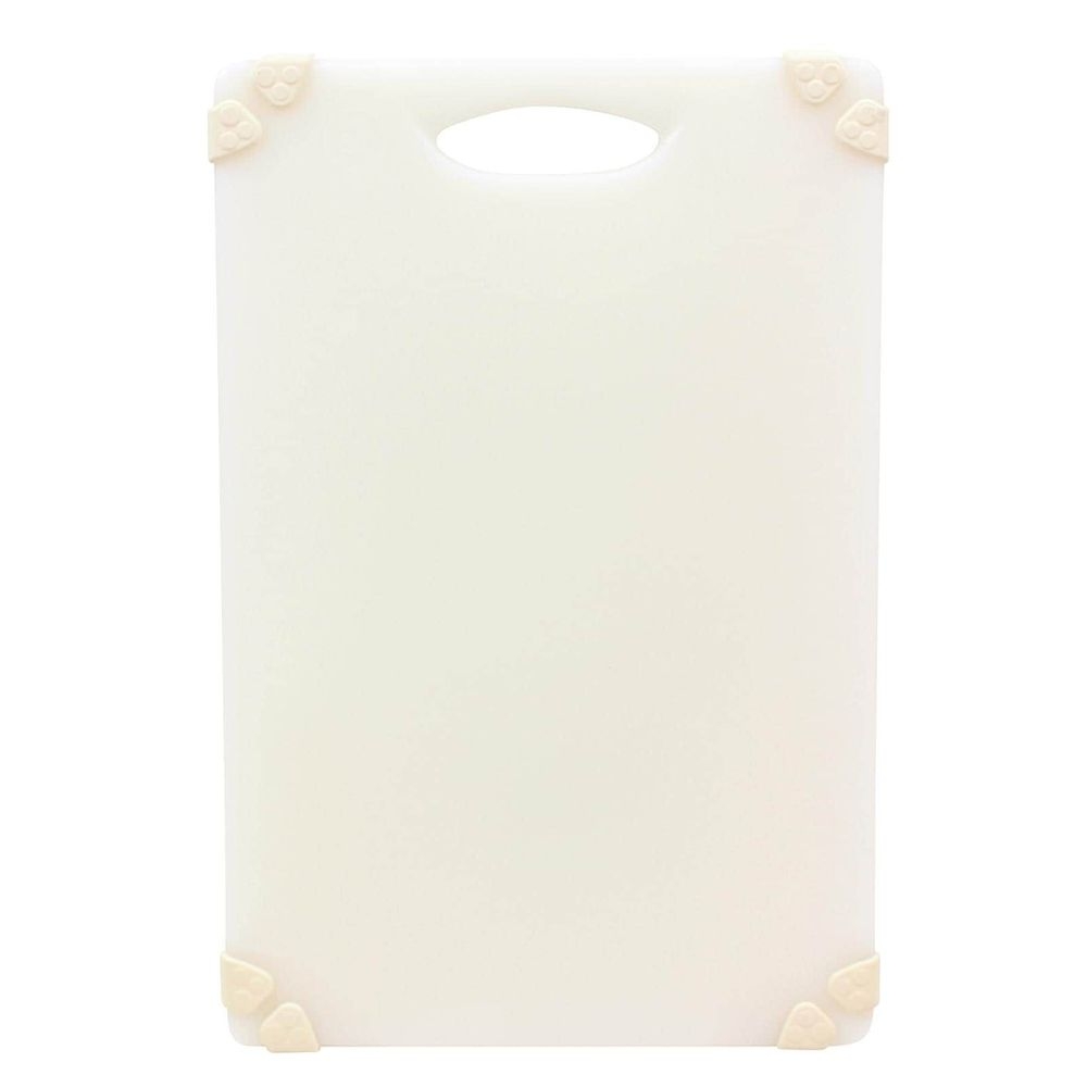 Tablecraft Polypropylene White Grippy Cutting Board with TPE Grips, 12 x 18 x 0.5 inch
