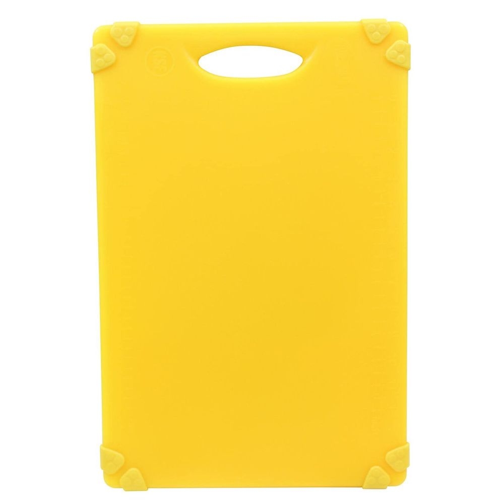 Tablecraft Polypropylene Yellow Grippy Cutting Board with TPE Grips, 12 x 18 x 0.5 inch