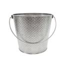 Tablecraft Brickhouse Collection Stainless Steel with Embossed Brick Pattern Round Pail with Handle, 1.25 Gallon Capacity