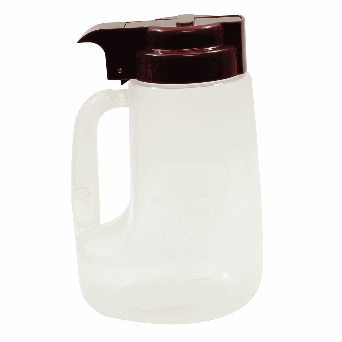 Tablecraft Clarified Polypropylene Condiment Dispenser With Maroon Abs Top, 32 Ounce Capacity -- 6 Per Case