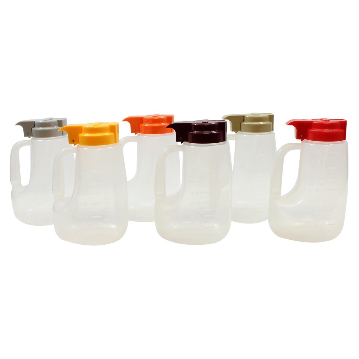 Tablecraft Clarified Polypropylene Condiment Dispenser With Assorted Abs Top, 48 Ounce Capacity -- 6 Per Case
