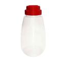 Tablecraft Clarified Polypropylene Condiment Dispenser with Red ABS Top, 48 Ounce Capacity -- 6 per case
