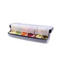 Tablecraft ABS First In First Out Garnish Station Bar Condiment Holder with Six 1.25 Pint White Inserts, 20.125 x 6.5 x 6.375 inch