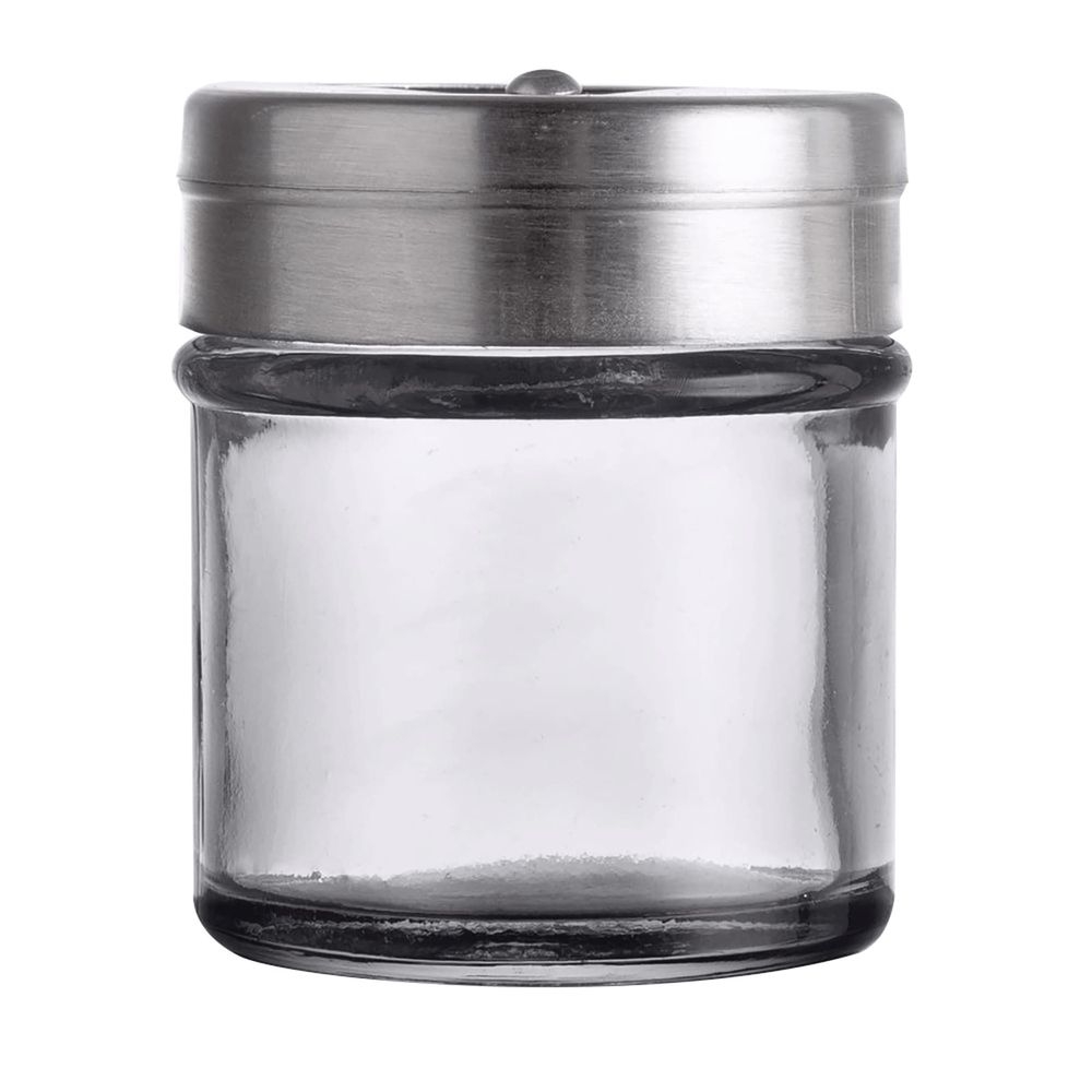 Tablecraft Clear Glass Shaker with Rotating Stainless Steel Top, 1.5 Ounce Capacity -- 6 per case