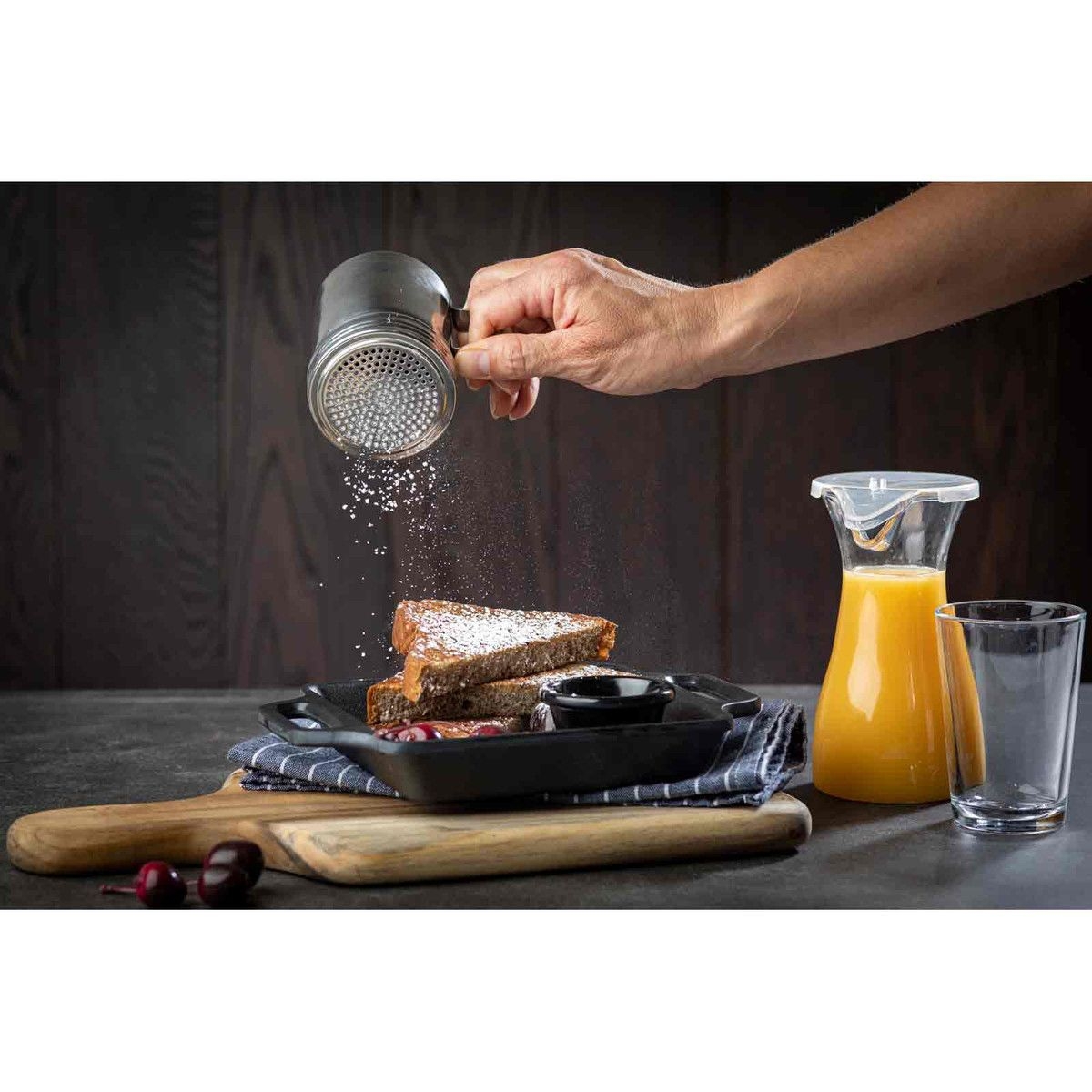 Tablecraft Square Cast Iron Finish Melamine Skillet with 1⅛ inch Handle, 6.5 x 6.5 x 1.37 inch